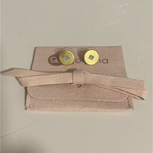 Gorjana Gold/Aquamarine Maya Tone Stud Earrings